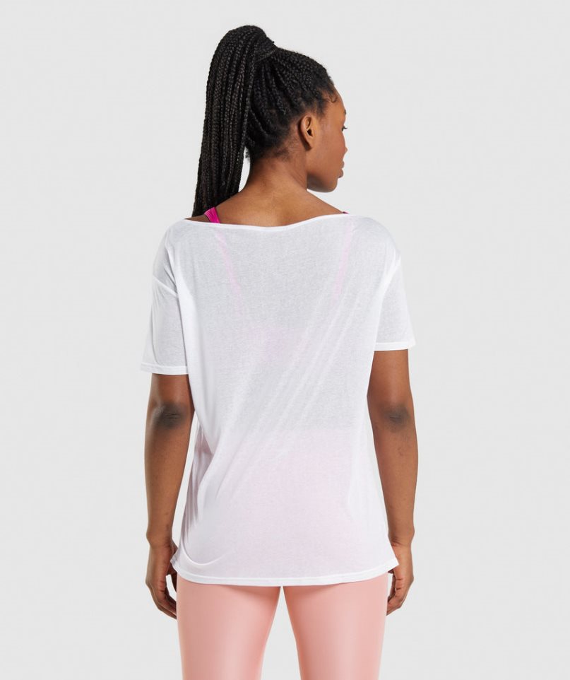 Women's Gymshark Training Oversized Top T-Shirts White | NZ 9MFBVW